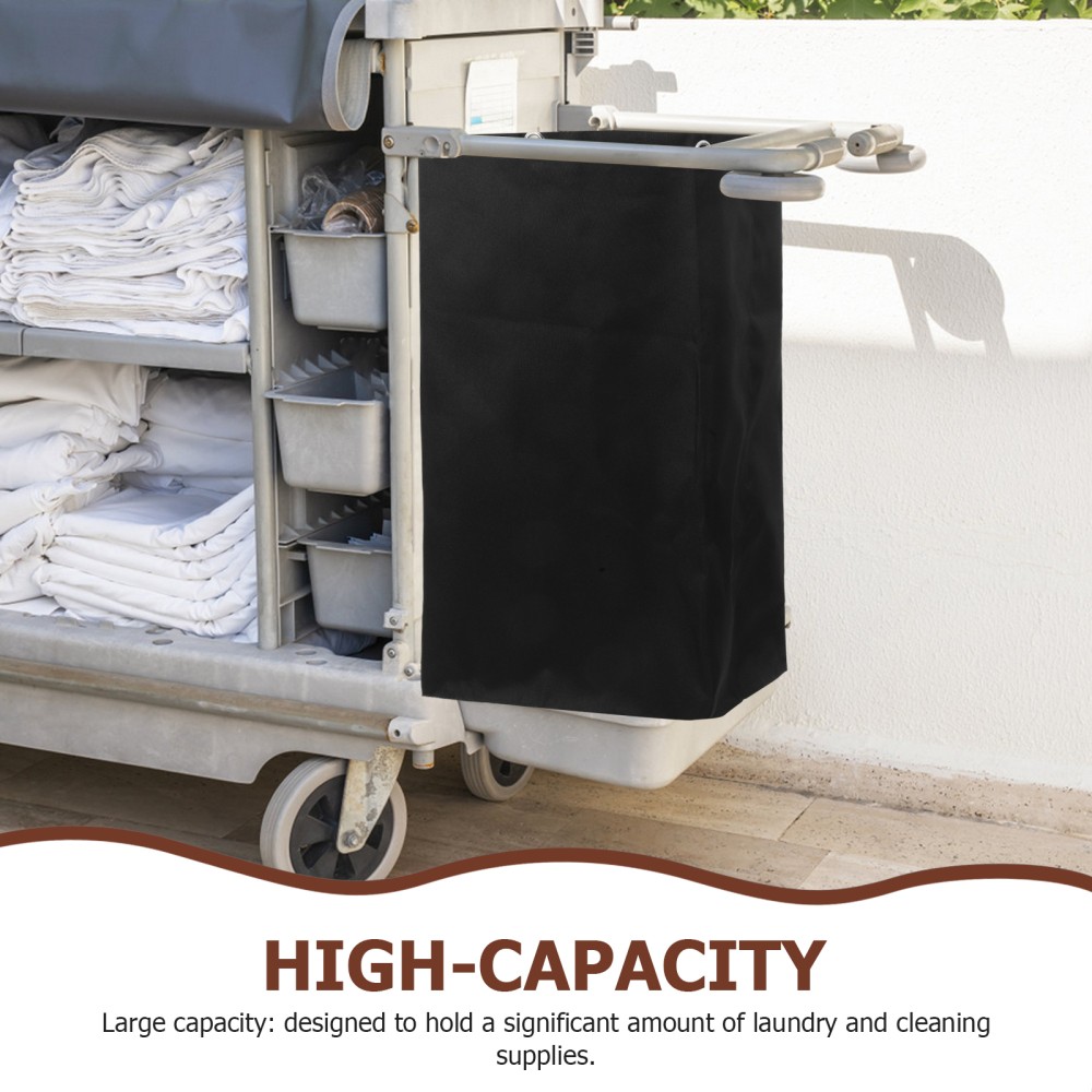 Replacement Cleaning Cart Bag Black Oxford Cloth With Reinforced Metal