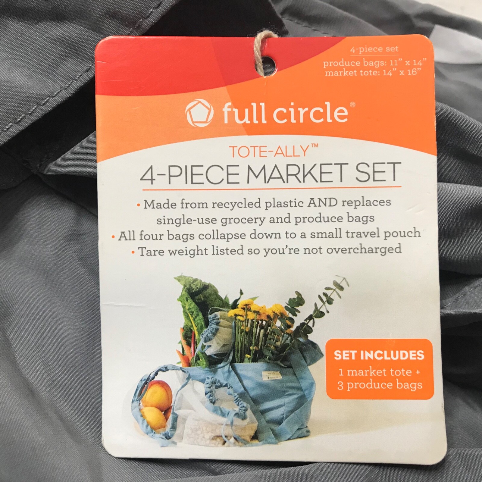 Full Circle Tote-Ally 4 Piece Market Set Produce Bags & Market Tote Reusable New