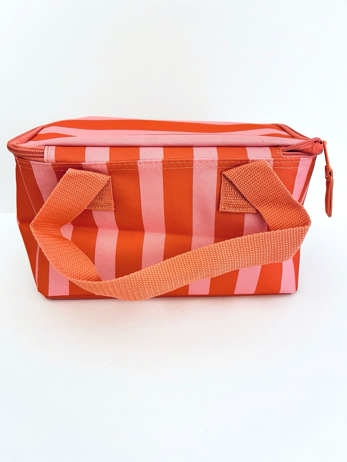 Trader Joe’s Striped Mini Insulated Tote Bag 2026 New Pink Red Stripes NWT