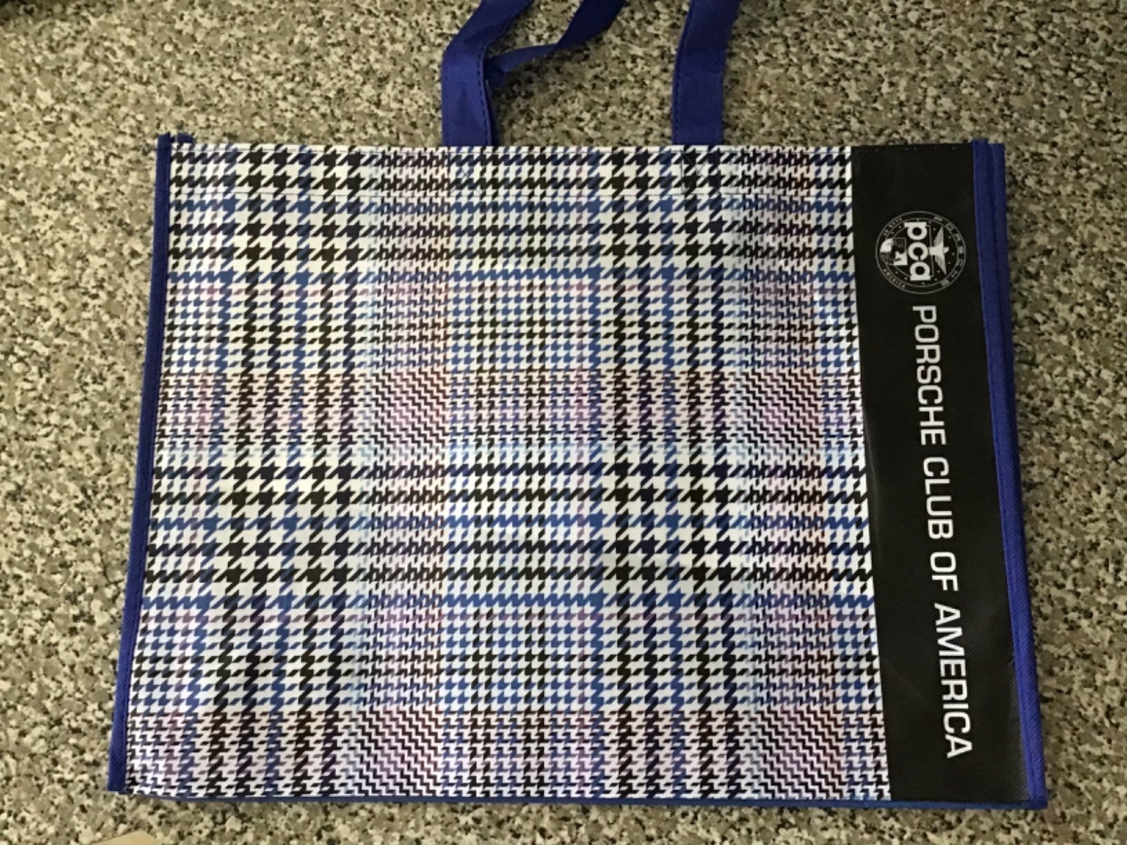 NEW Plaid Porsche Club Of America Checkered blue black white car tote bag