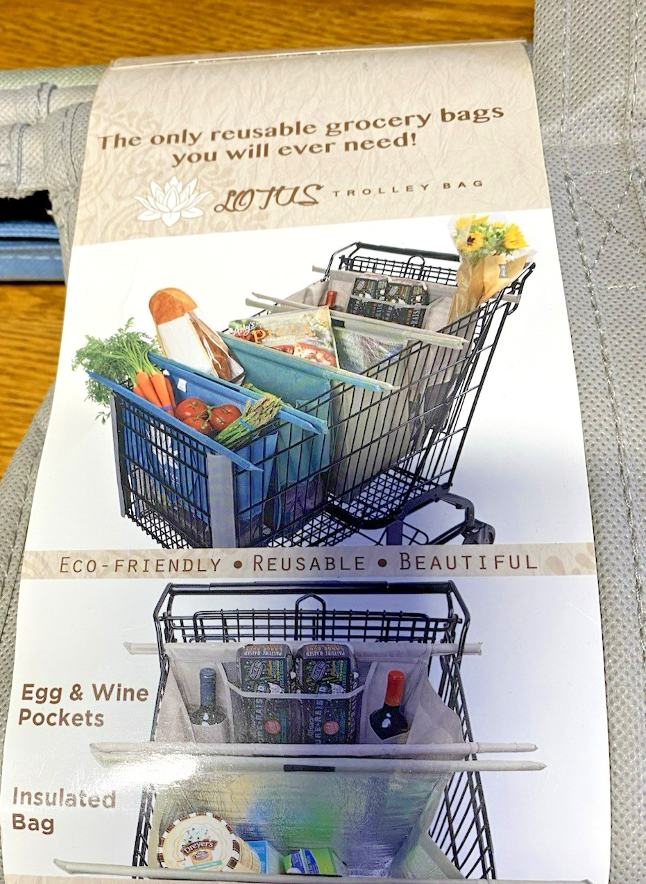 New Trolley 4 Bag Set by Lotus Reusable Eco Friendly Grocery Organizers Washable