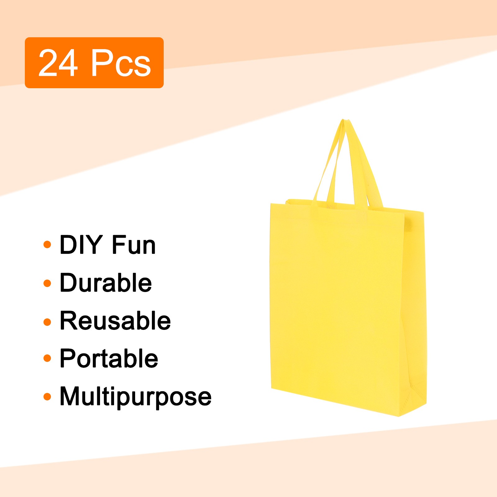 24Pcs Non-Woven Tote Bags, Reusable Gift Tote Bags 11.8 x 15 Inch Yellow