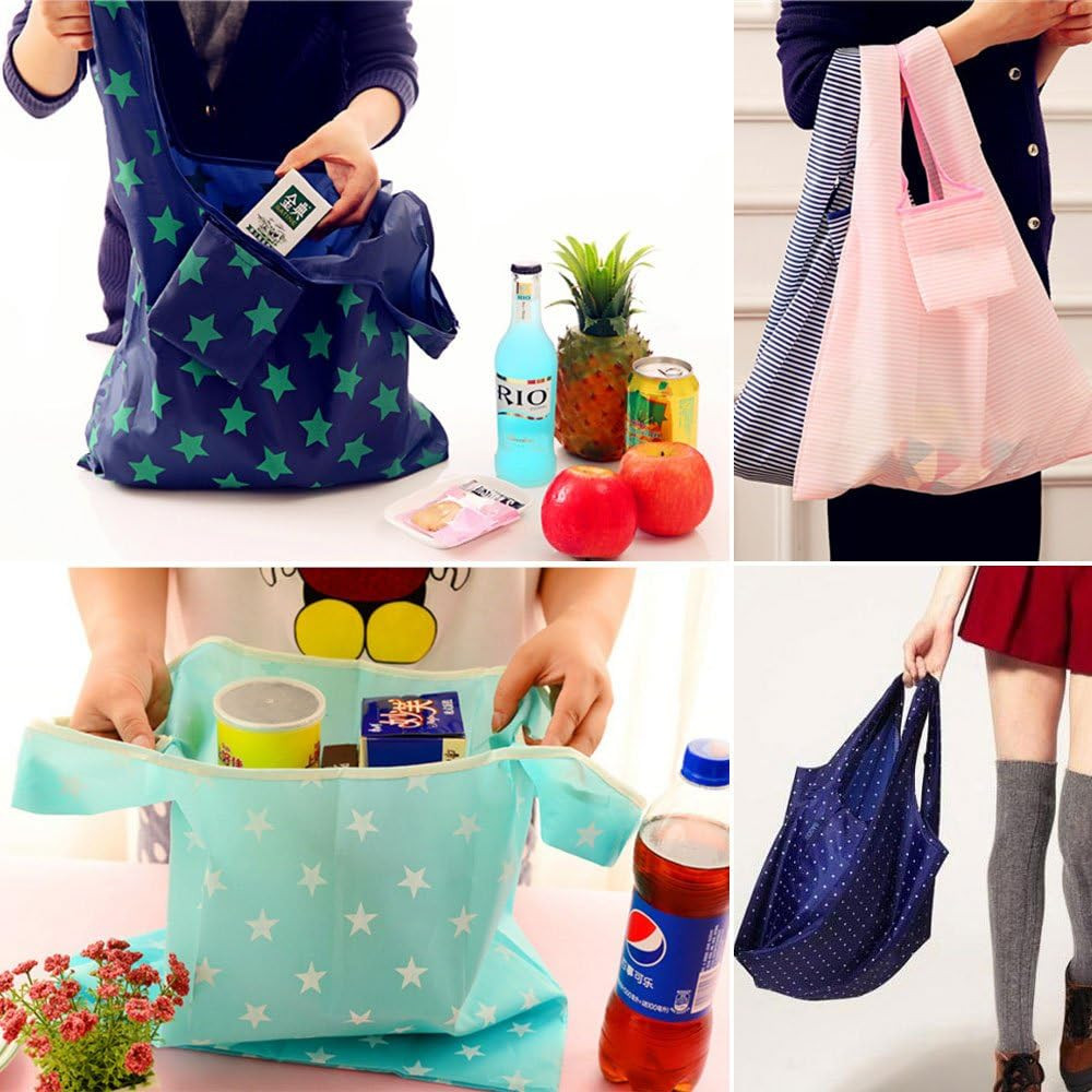 Cloth Tote Bags, Reusable, Foldable, Recycle for Shopping, Fits in Pocket, Eco F
