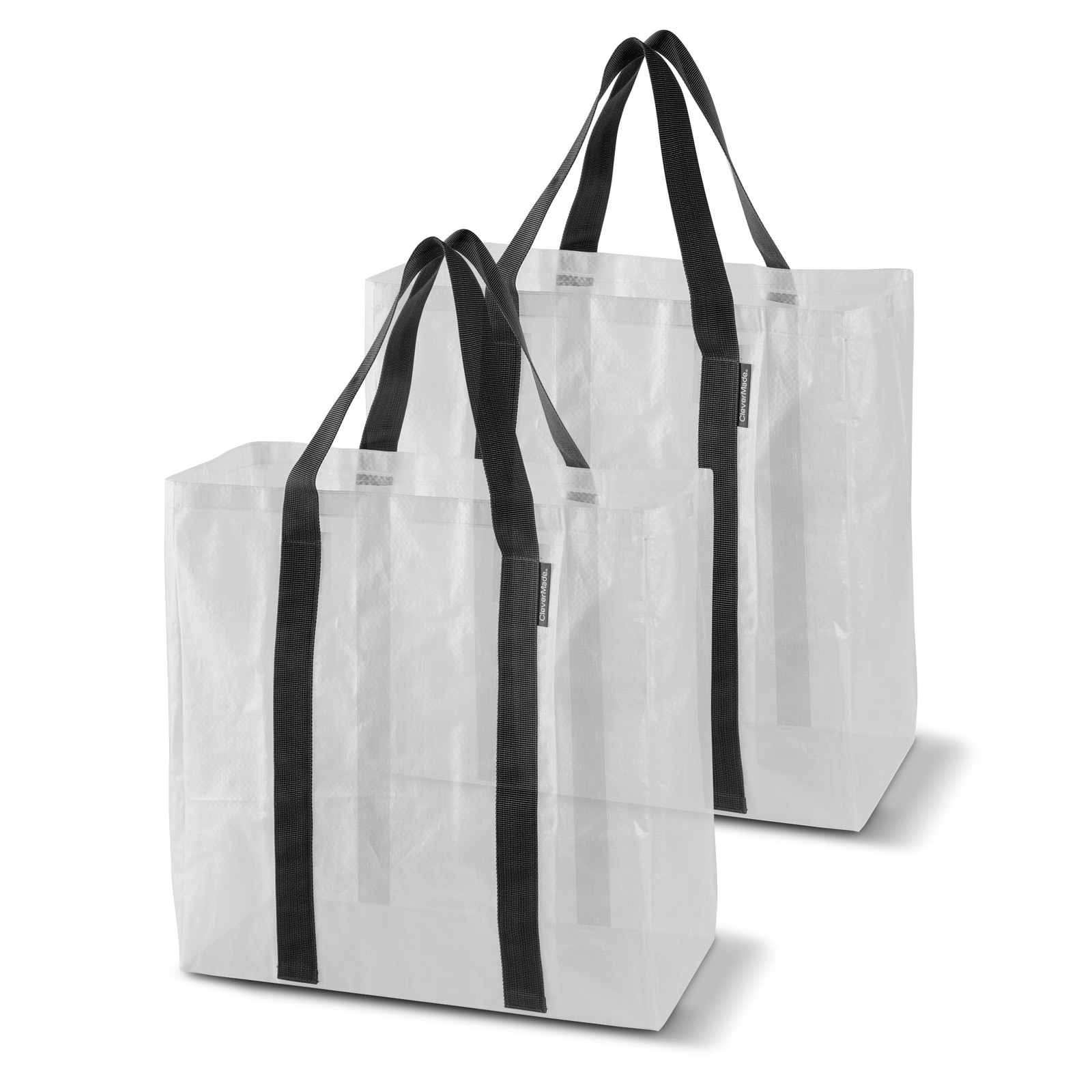 CleverMade Tall Frakta Reusable Grocery Tote 42L Pack of 2 Transparent Co…
