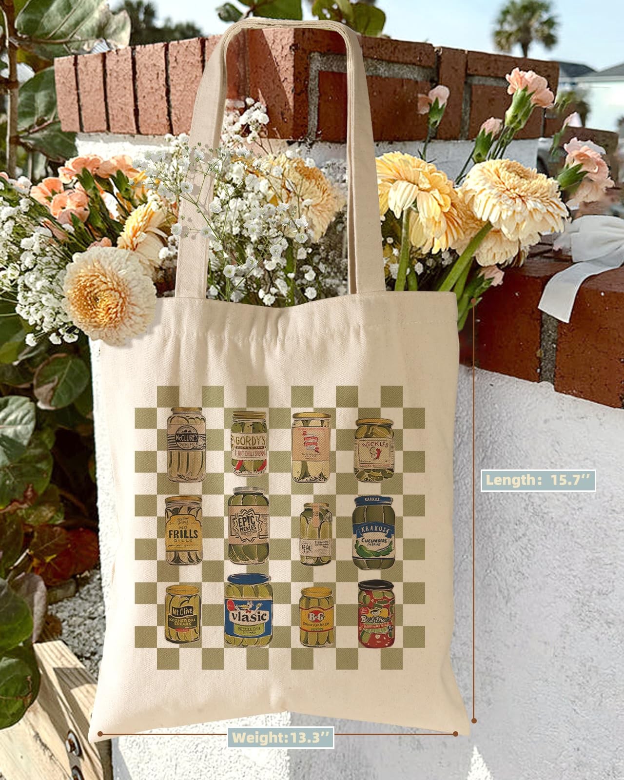 Aesthetic Cottonseed Pickle Canvas Tote Bag for Women – with Magnetic Buckle …