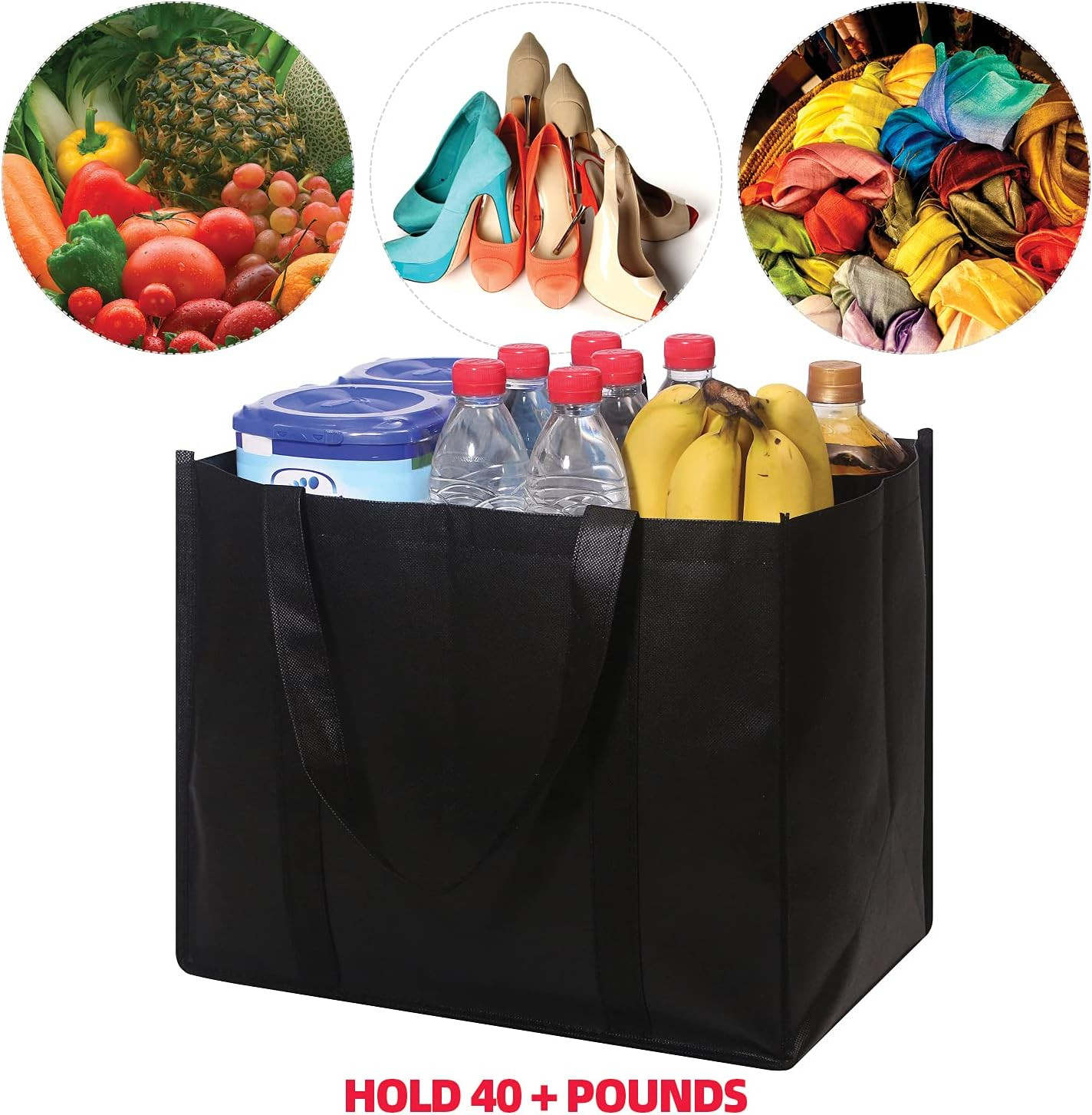 Set of 16 Reusable Grocery Bags Extra Large Super Strong Heavy Duty Shopping Tot