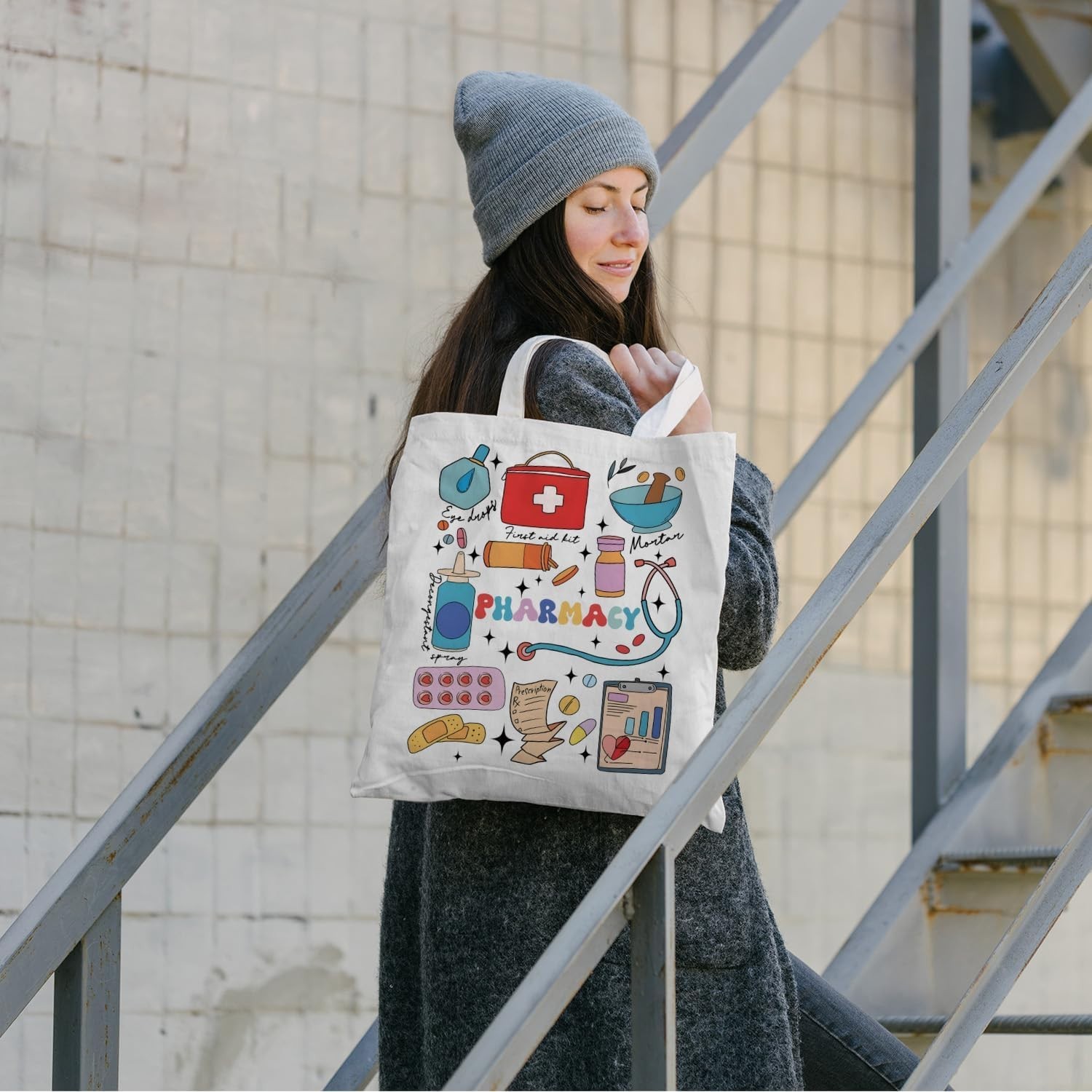 Versatile FBB Doctor Cartoon Shopping Tote – Perfect for Groceries & More