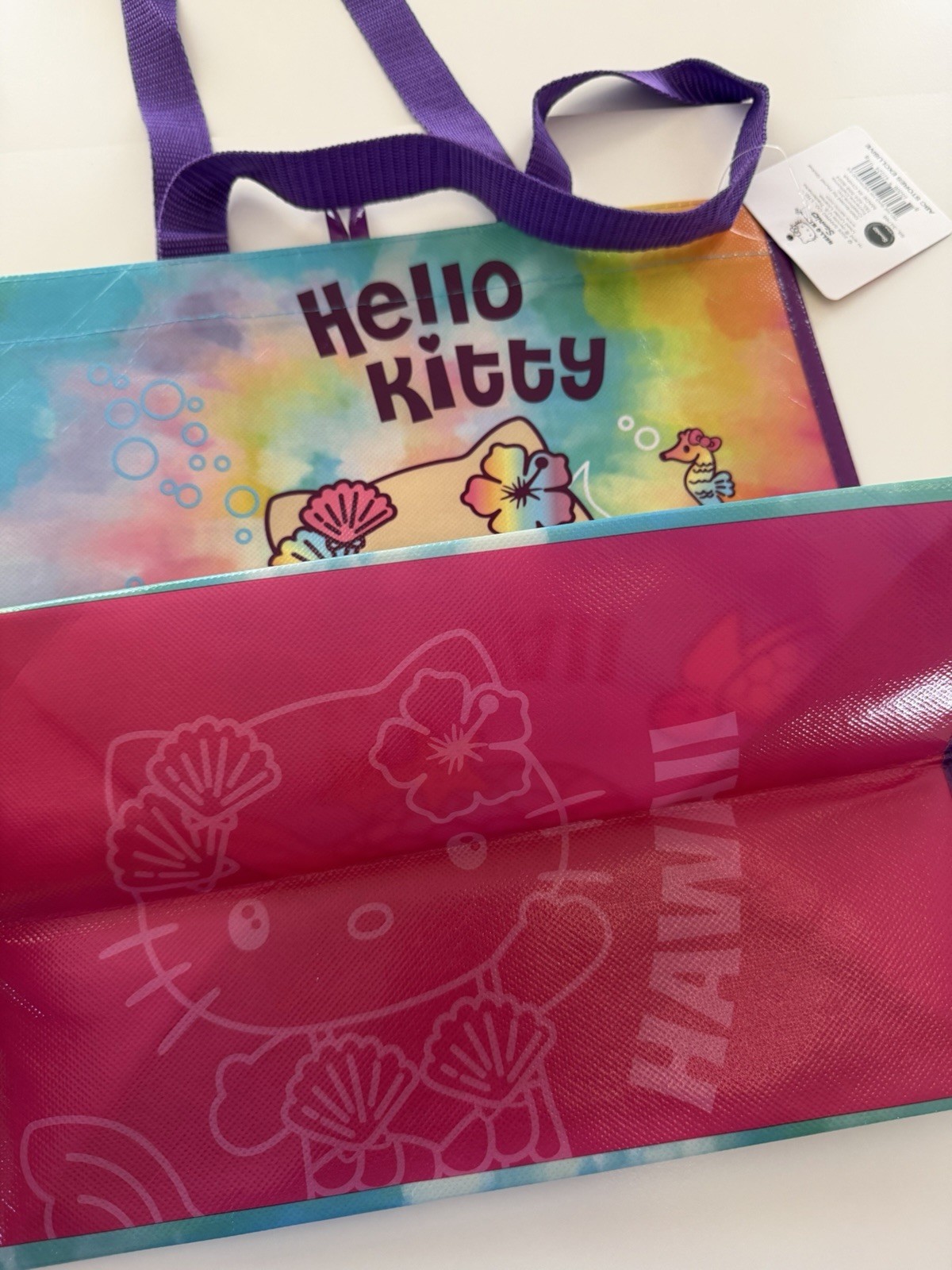 SANRIO Tan HELLO KITTY HAWAII Dole Pineapple Reusable Shopping Bag Set Lot NWT
