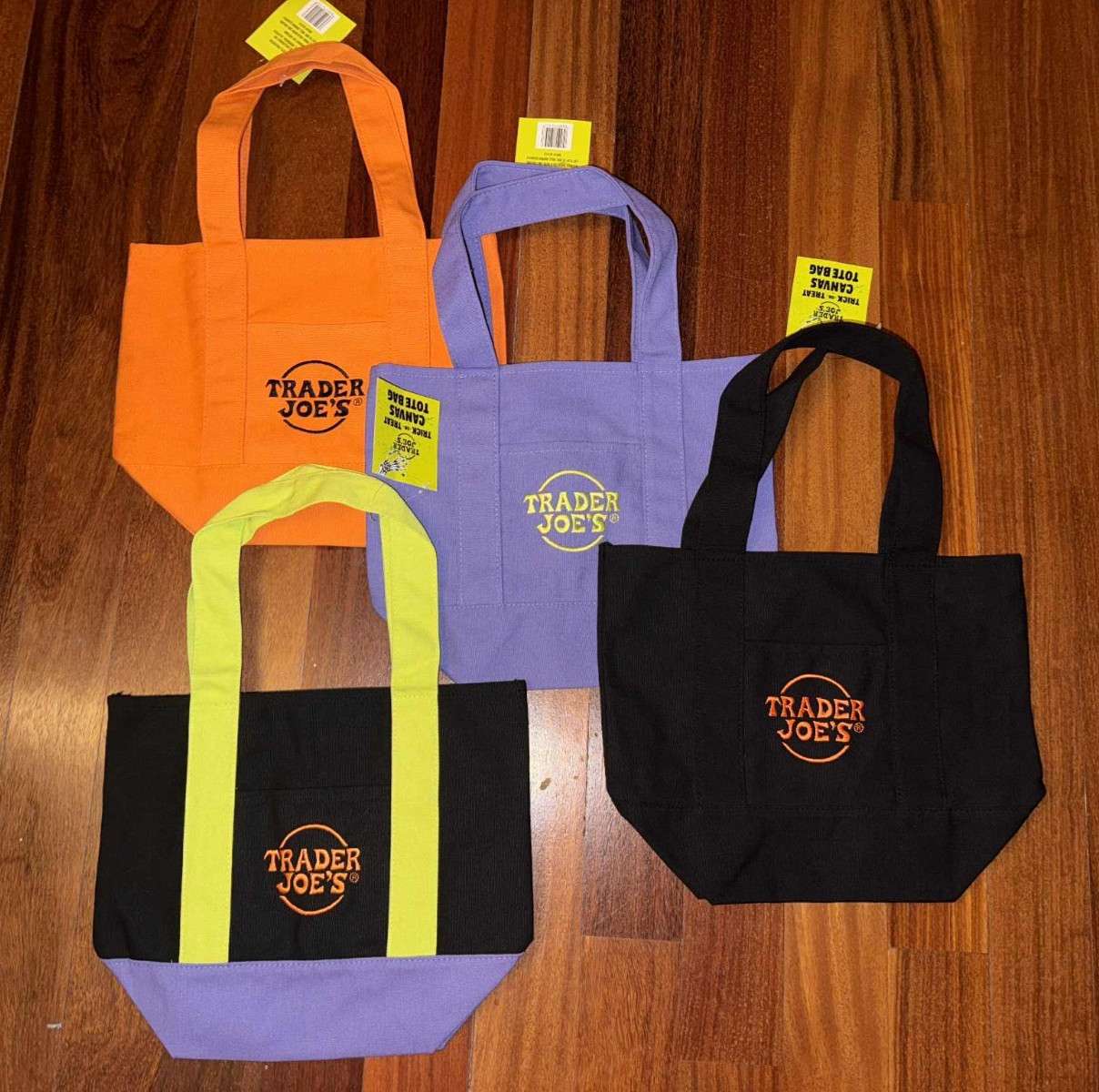 TRADER JOE’S 2025 Halloween Special Edition Totes ~ Set of 4 ~ NWT! Black/Orange