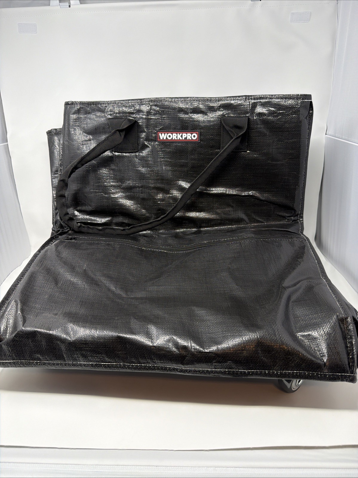 WORKPRO 36-Gallon Large Rolling Grocery Bag Tote 5 Wheels Dual Carry Storage Bag