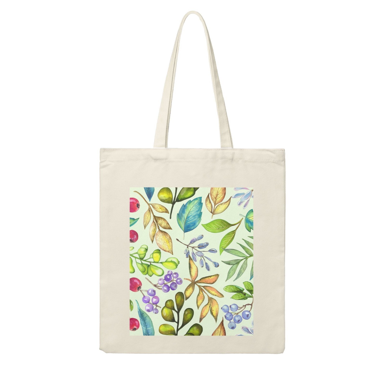 Watercolor Leaves Large Canvas 14×16 Inches Ivory White Shopping Bags