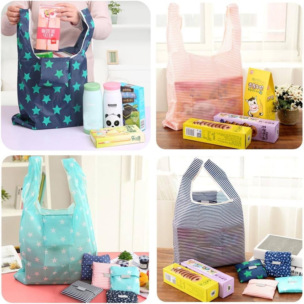 Foldable Eco-Friendly Reusable Grocery Shopping Tote Bags 4 Pack Waterproof