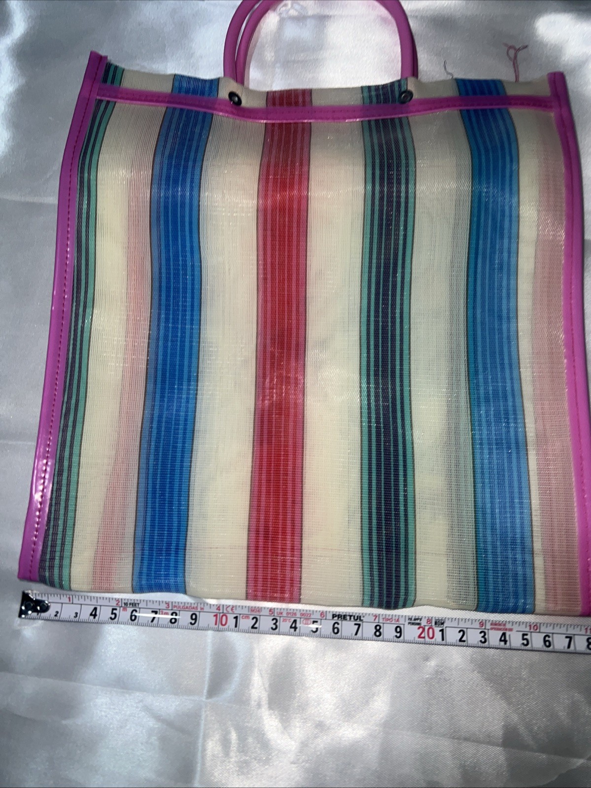 Loteria Reusable Mexican Market Mesh Bag Tote Bolsa De Mercado 16” Pink NWOT