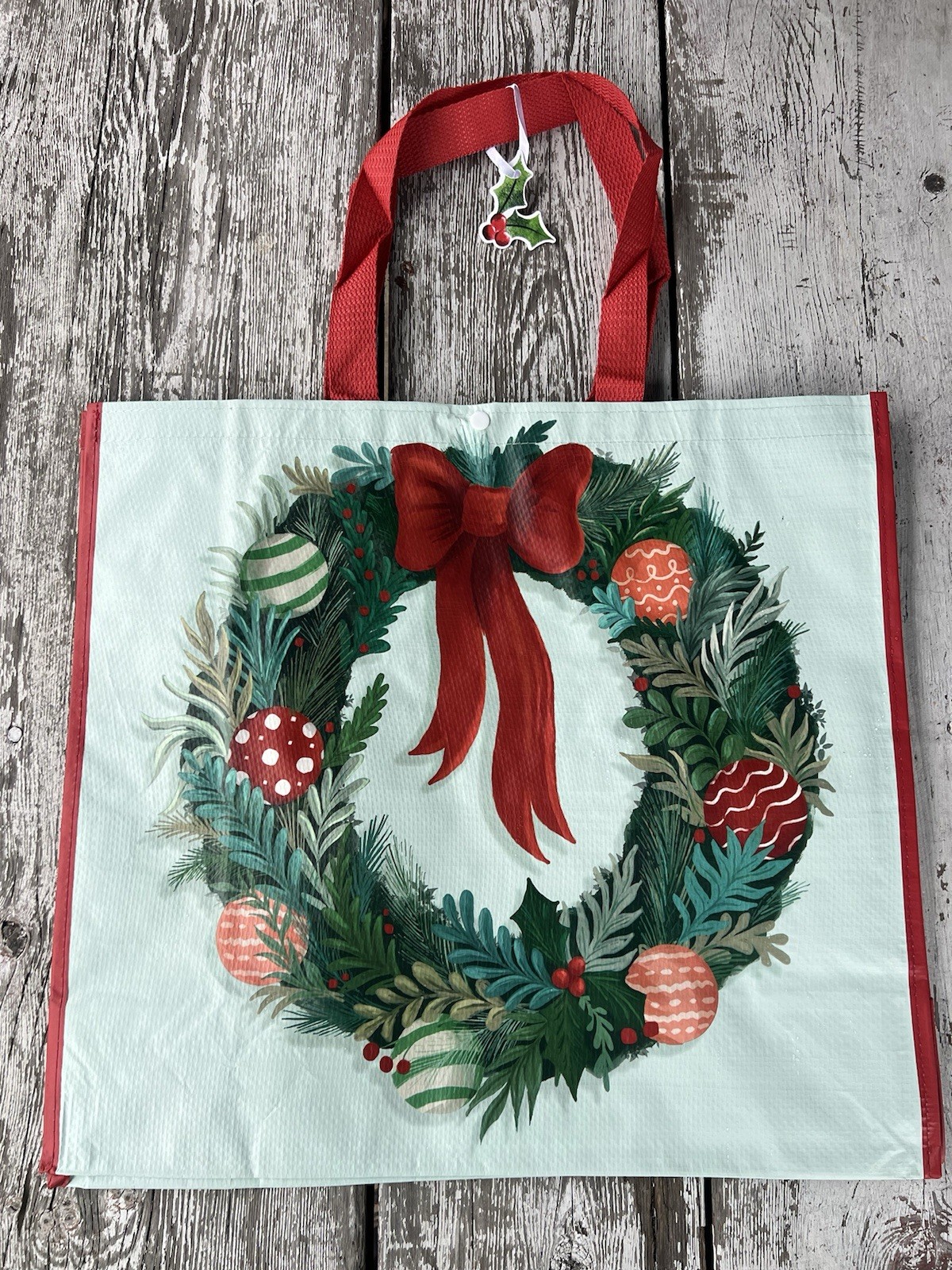 Beautiful Christmas Wreath – Large Reusable Shopping Tote Eco Bag TJX🎄🎁
