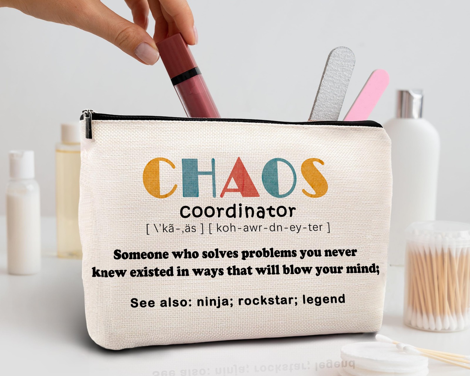 kdqua Chaos Coordinator Makeup Bag for Women, Thank You