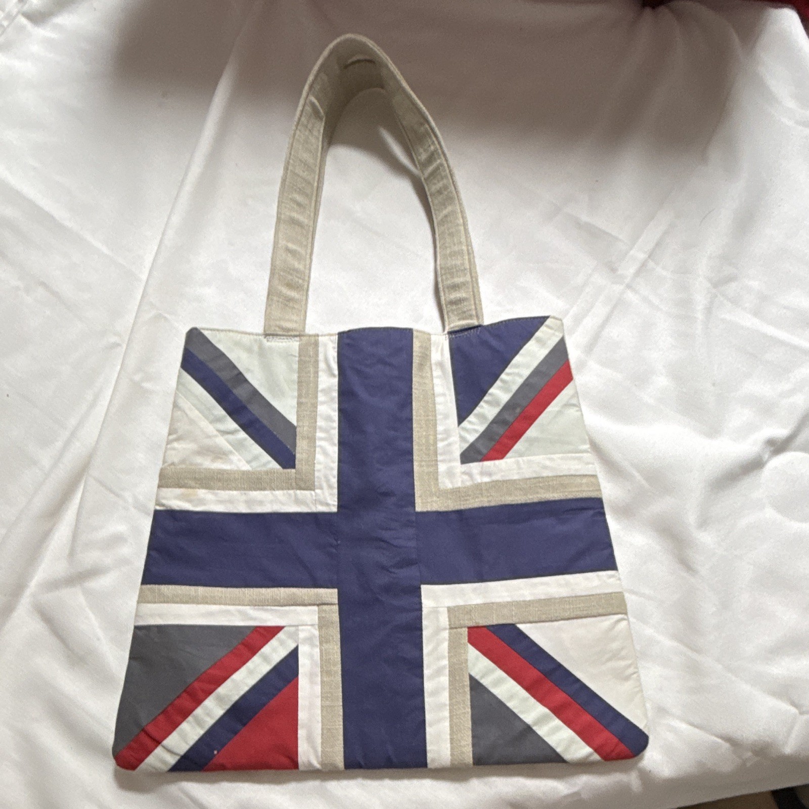 John Lewis Cotton Union Jack Reusable Shopping Tote Bag 14×16 in Spot Clean