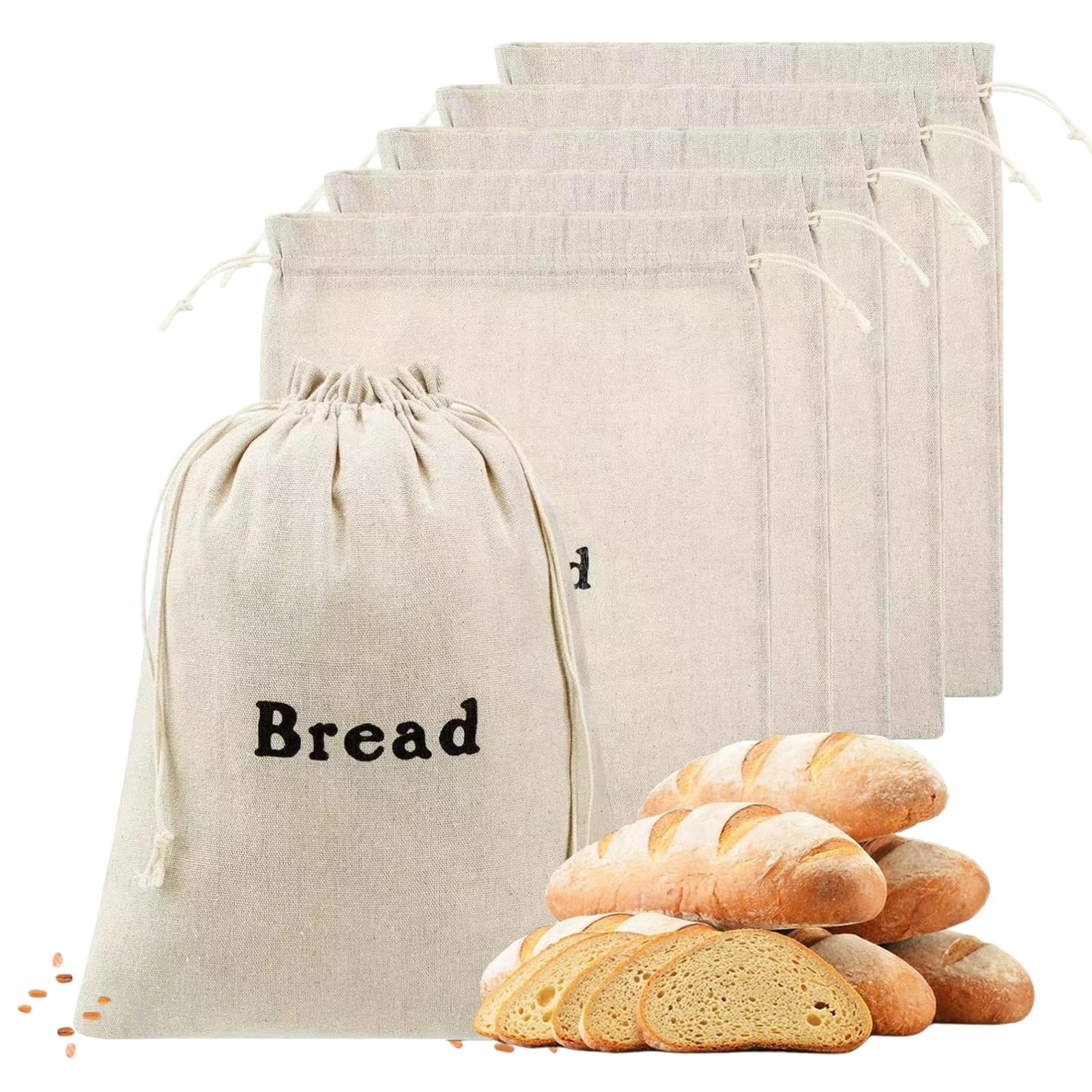 Reusable Bread Bags for Homemade, 12 x 15 inches x 12 x 1 inch, Beige