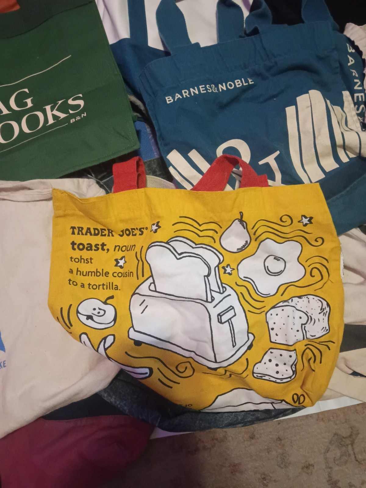 Huge Canvas Bag Tote Bag Shopping Bag Lot Nike Barnes & Noble Trader Joe’s