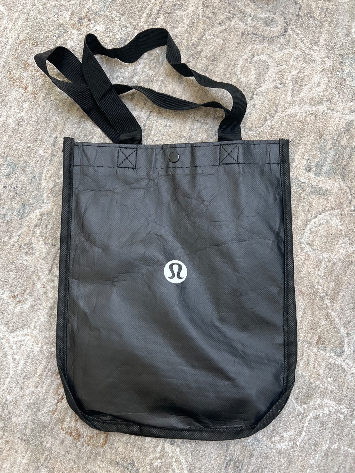 Lululemon Small Black And White Logo Reusable Shopping Bag New
