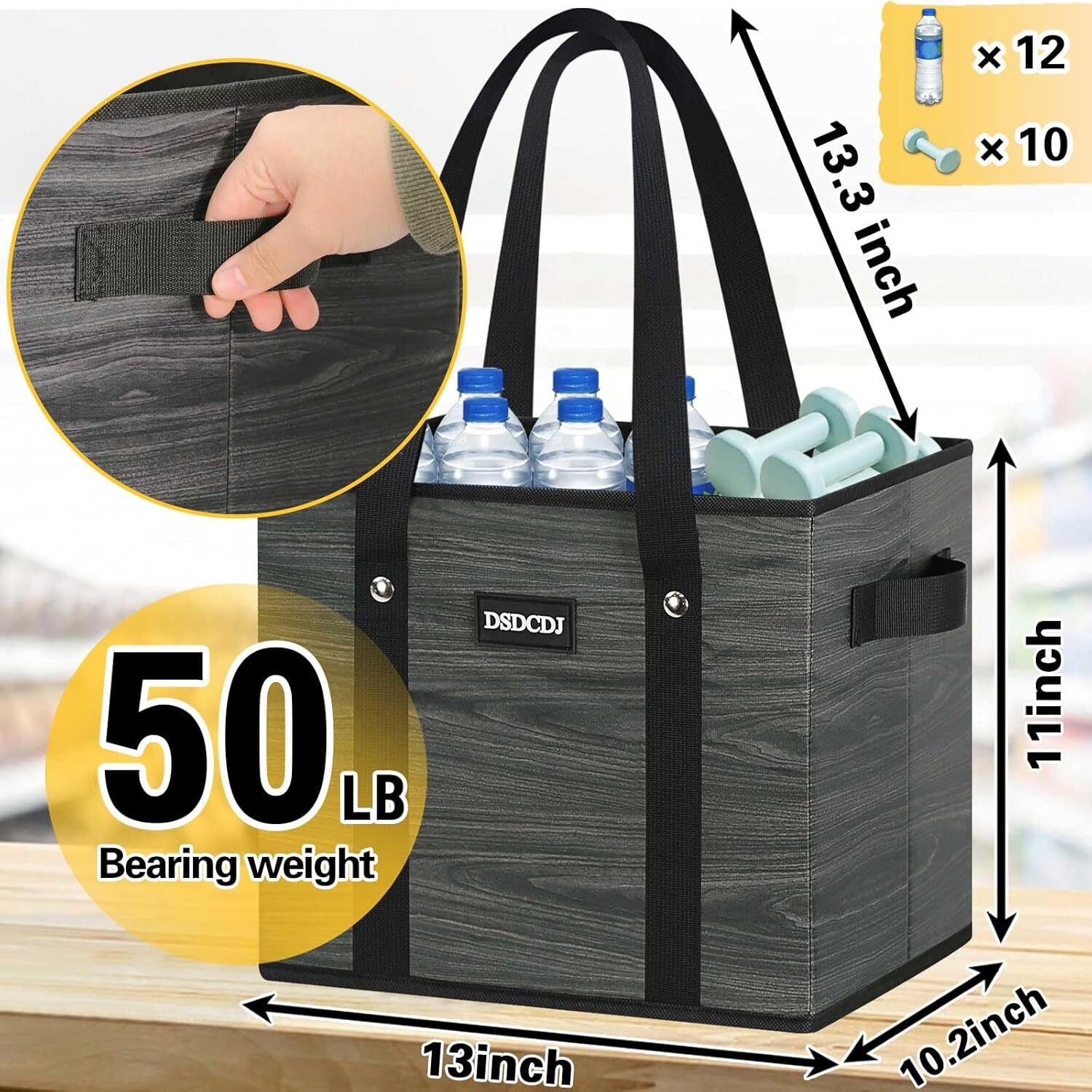 Reusable Grocery Bags – Heavy Duty Reusable Shopping Bags with Hard Bottom & …