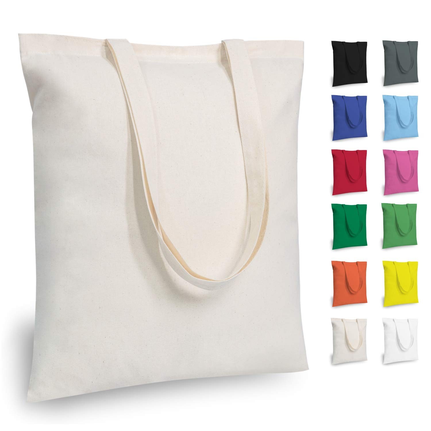 5 | 12 | 24 | 48 | 192 Pack Economical Cotton Tote Medium, Beige