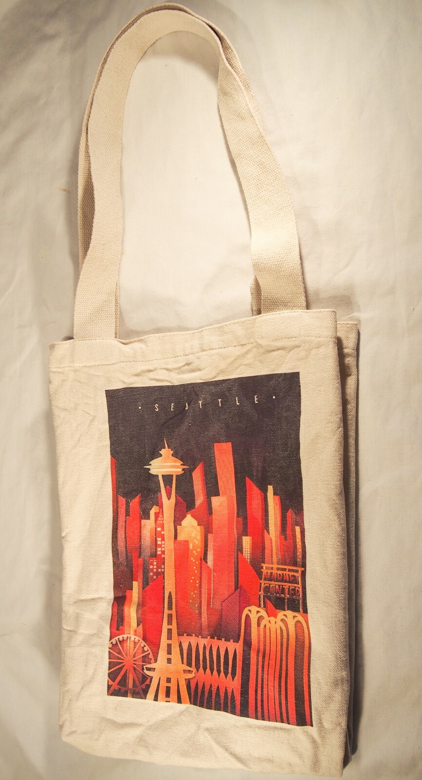 Seattle Skyline Canvas Tote Lantern Press Orange Red Graphic