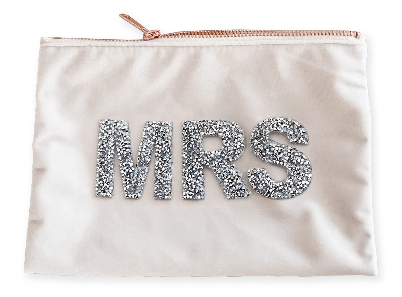 ModParty Mrs Makeup Velvet Bag | Bride Cosmetic Pouch Sparkle Letter Natural