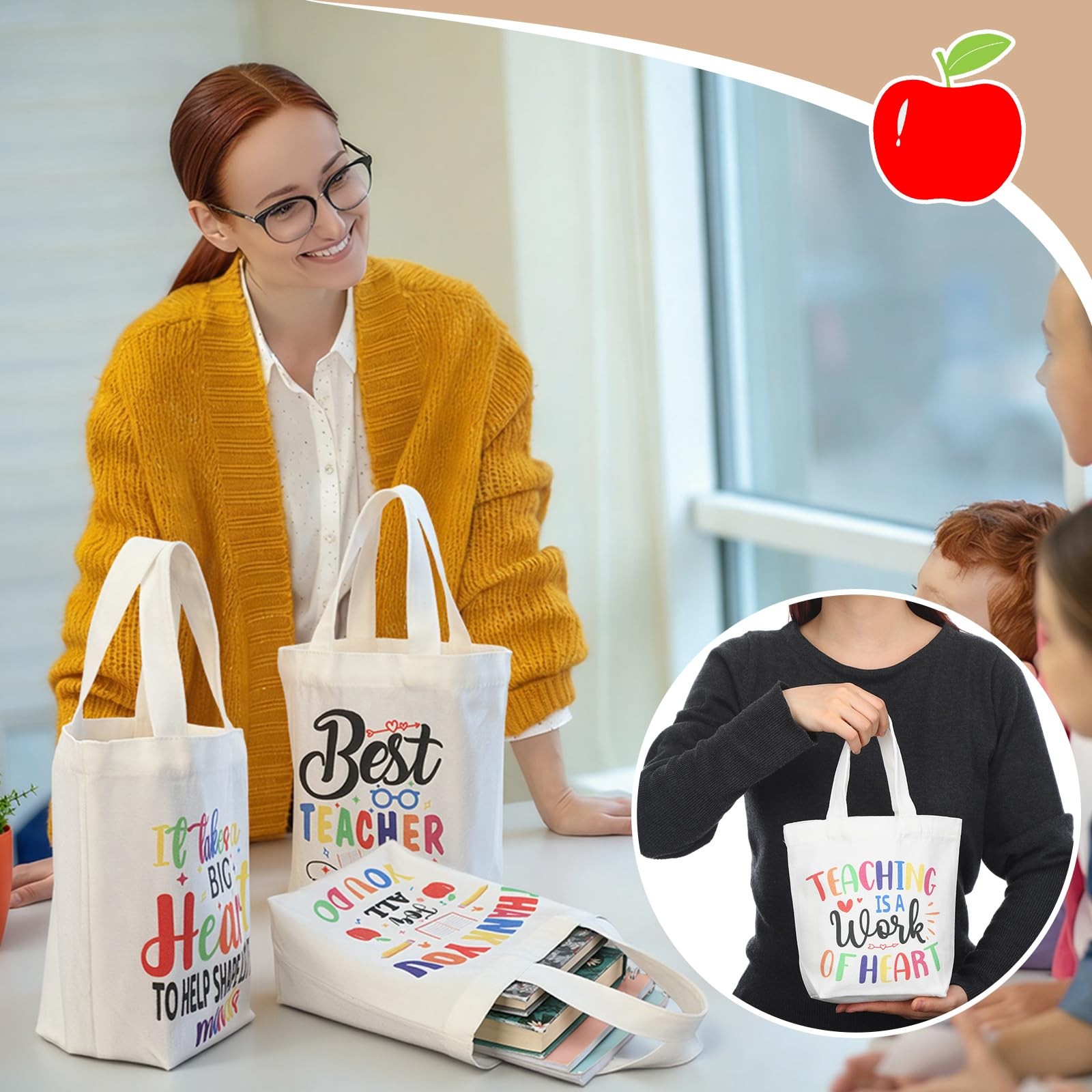 Mini bolsas de lona para profesores la vuelta al cole. Regalo de agradecimiento