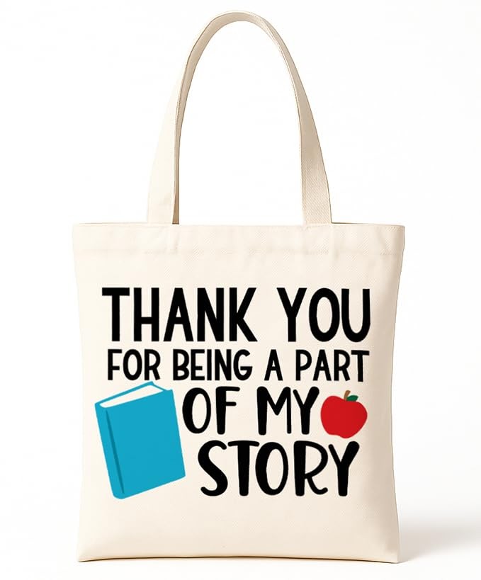 Canvas Tote Bag, Appreciation Gifts for Teacher Friends Gym, College, Library…