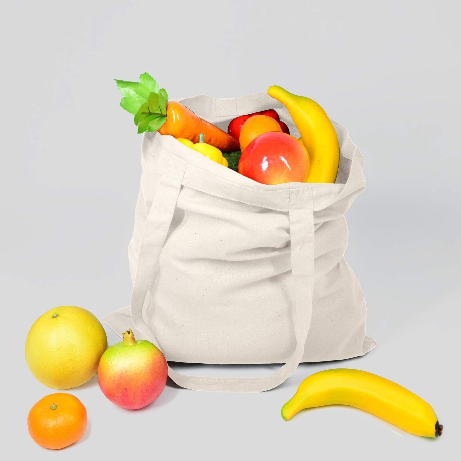 2 | 5 | 15 | 25 | 50 Pack 15” X 16” Natural Cotton Tote Bags, Lightweight B…