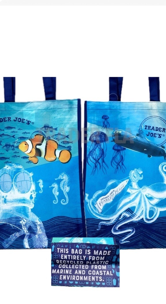 Trader Joe’s NEMO BAG Recycled Ocean PLASTIC Tote Bag Shopping Bag NWT 🐟🎏💙