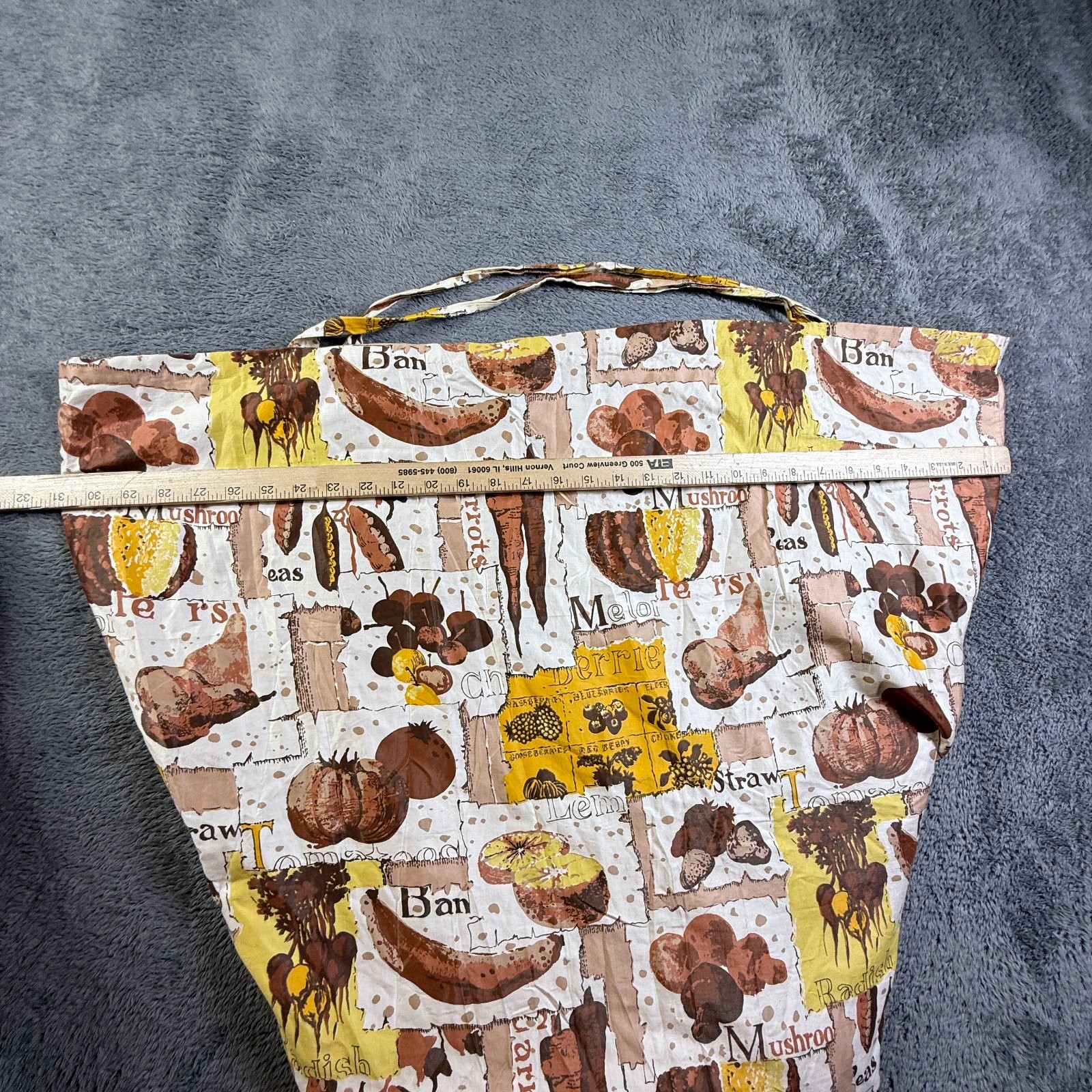 Large Vegetable Print Farmers Market Shopping Tote Bag Handmade 31×24 Grocery
