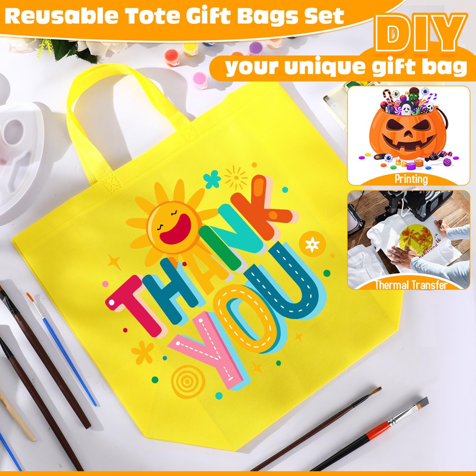 Large Reusable Grocery Shopping Tote Bags Non Woven Handles 16x6x12 Inch