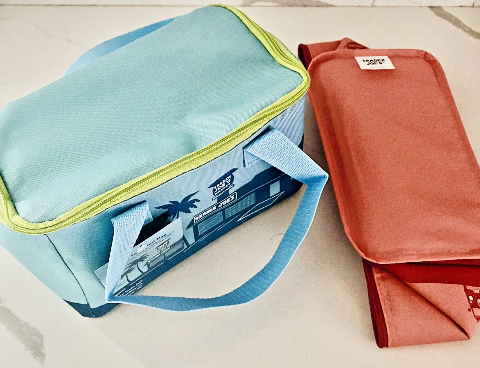 Trader Joe’s Mini Insulated Bags (Set of Two) – Teal and Peach (1.5 Gallons) NWT