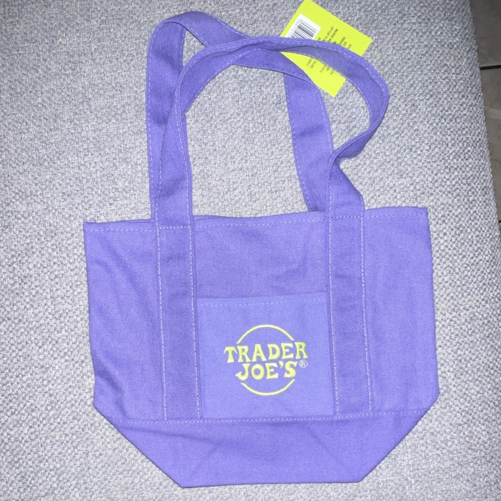 Trader Joe’s Foldable Canvas Tote Bag Purple Solid Pattern Reusable Shopping Bag