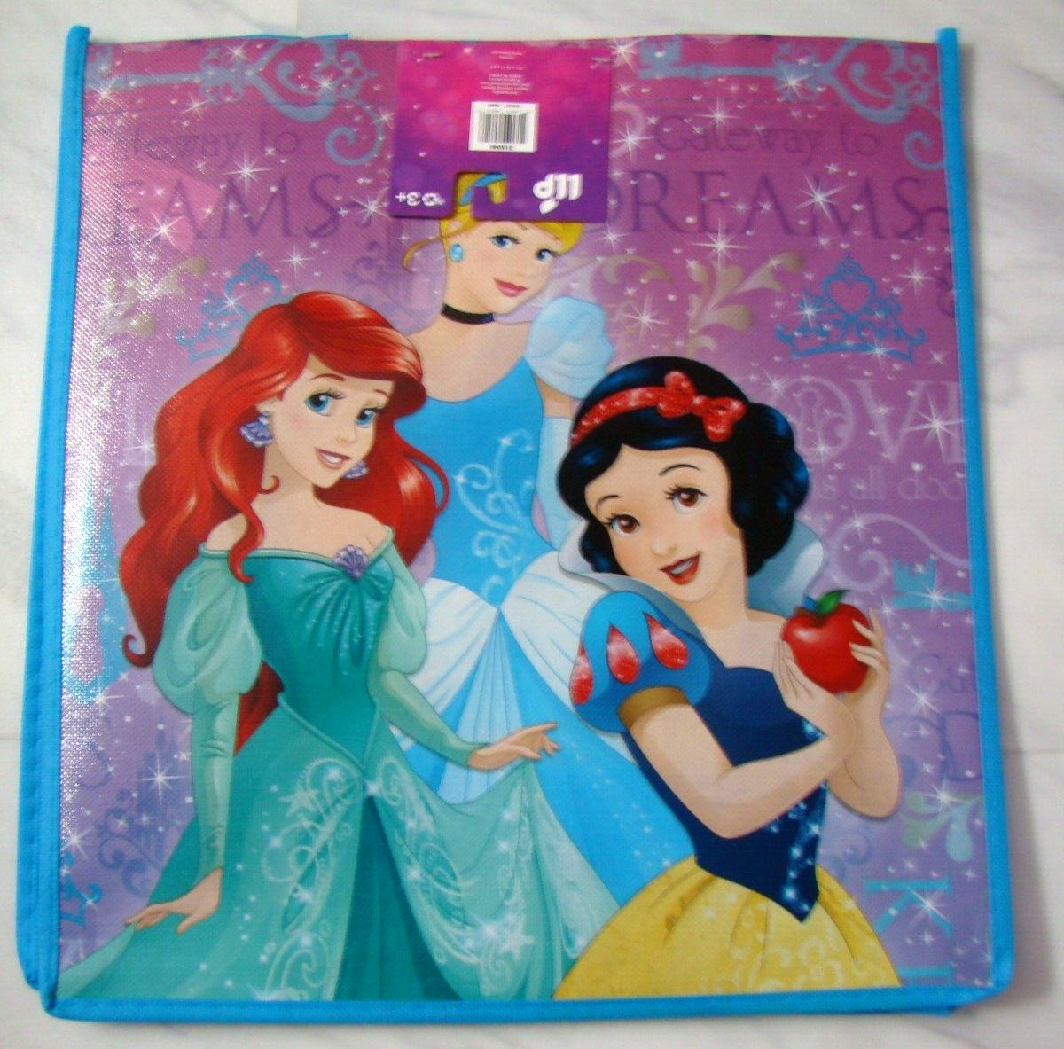 New Disney Princesses Blue Reusable Shopping Grocery Gift Bag Recycled Material