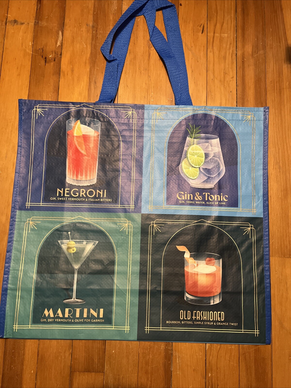 HomeGoods Large Shopping Tote Bag 🫒COCKTAILS 🍈Reusable Eco Friendly NEW🍉