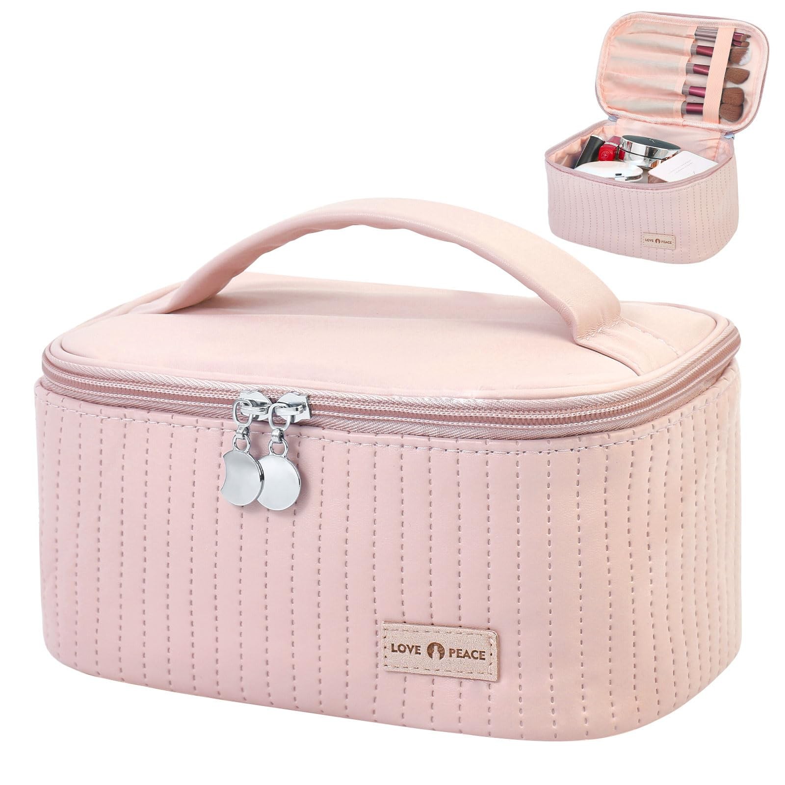 Yuilgdo Makeup Bag Travel Cosmetic Bag, Large Capacity Style 1, Pink