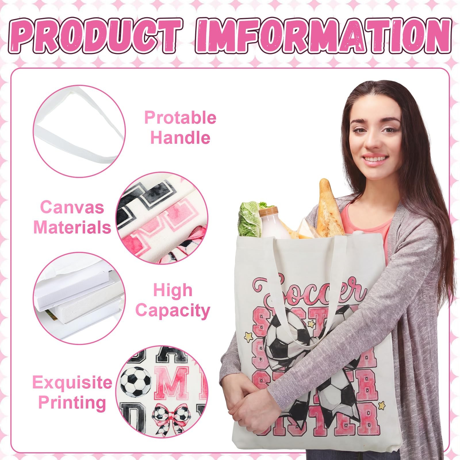 Klyyo Clyro 12 Pcs Pink Soccer Softball Bow Canvas Tote Gift Bags Sports Team…
