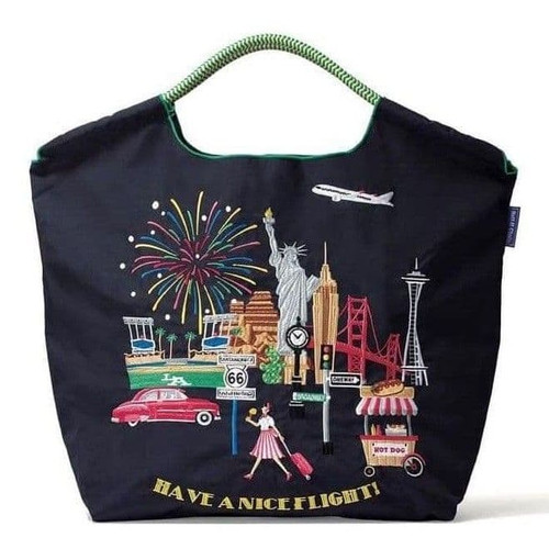 [US Tax Paid] Ball&Chain JAL North America Embroidered Shopping Bag Navy NEW