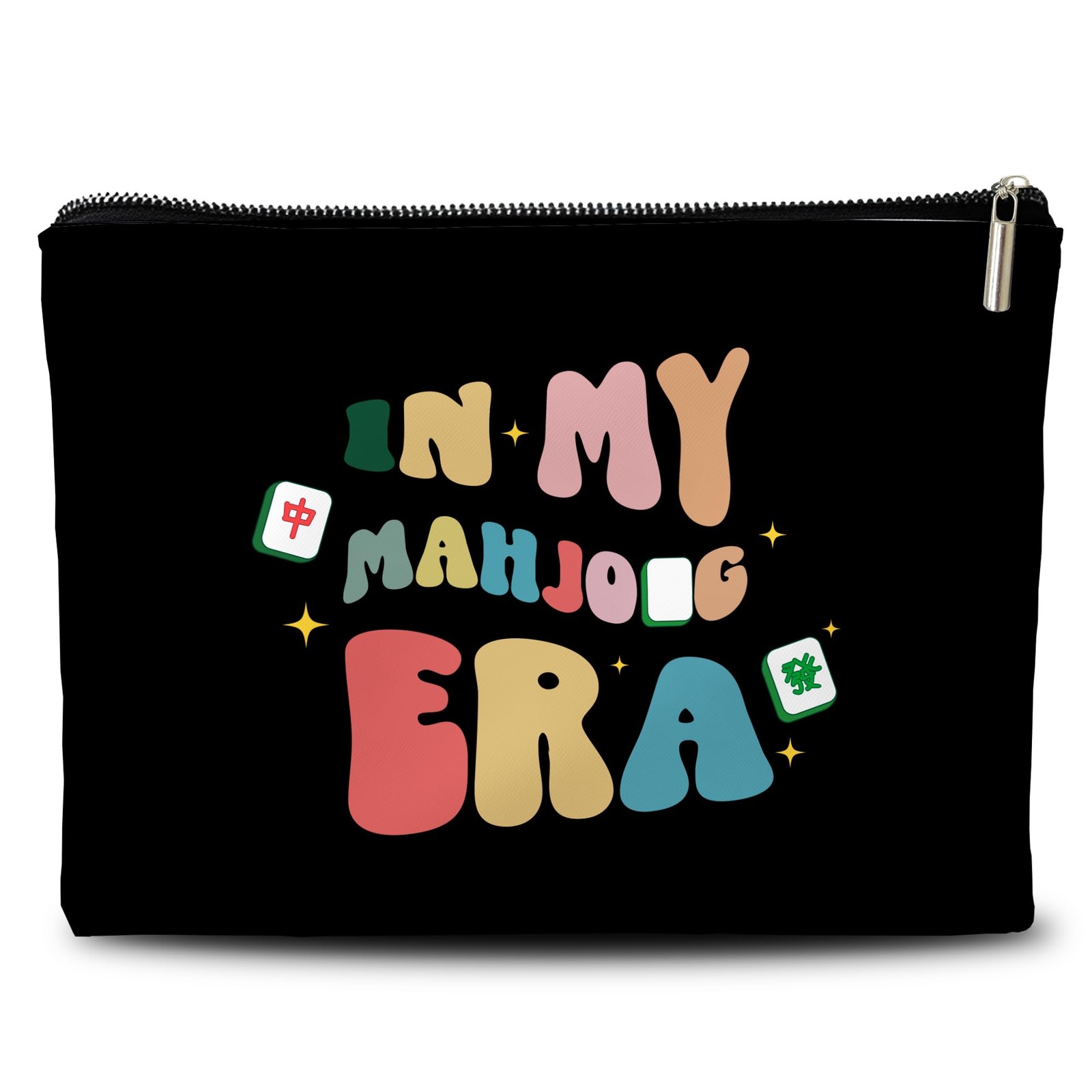 Rone168 Mahjong Lover Gifts for Women Organizer Bag, 10×7 Inches Black