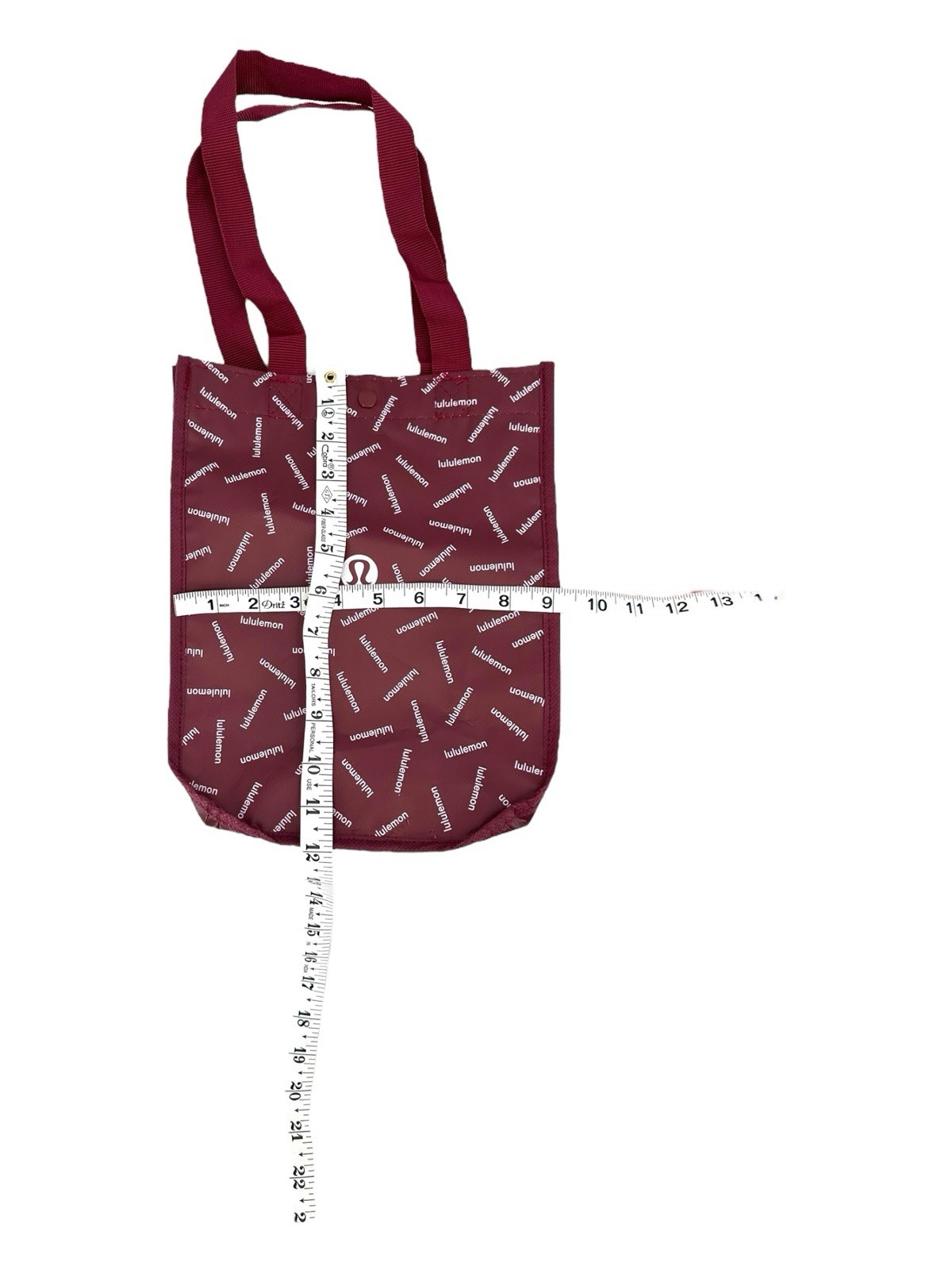 Lululemon Shopper Tote Bags Reusable Red Burgundy Logo Set Of 2