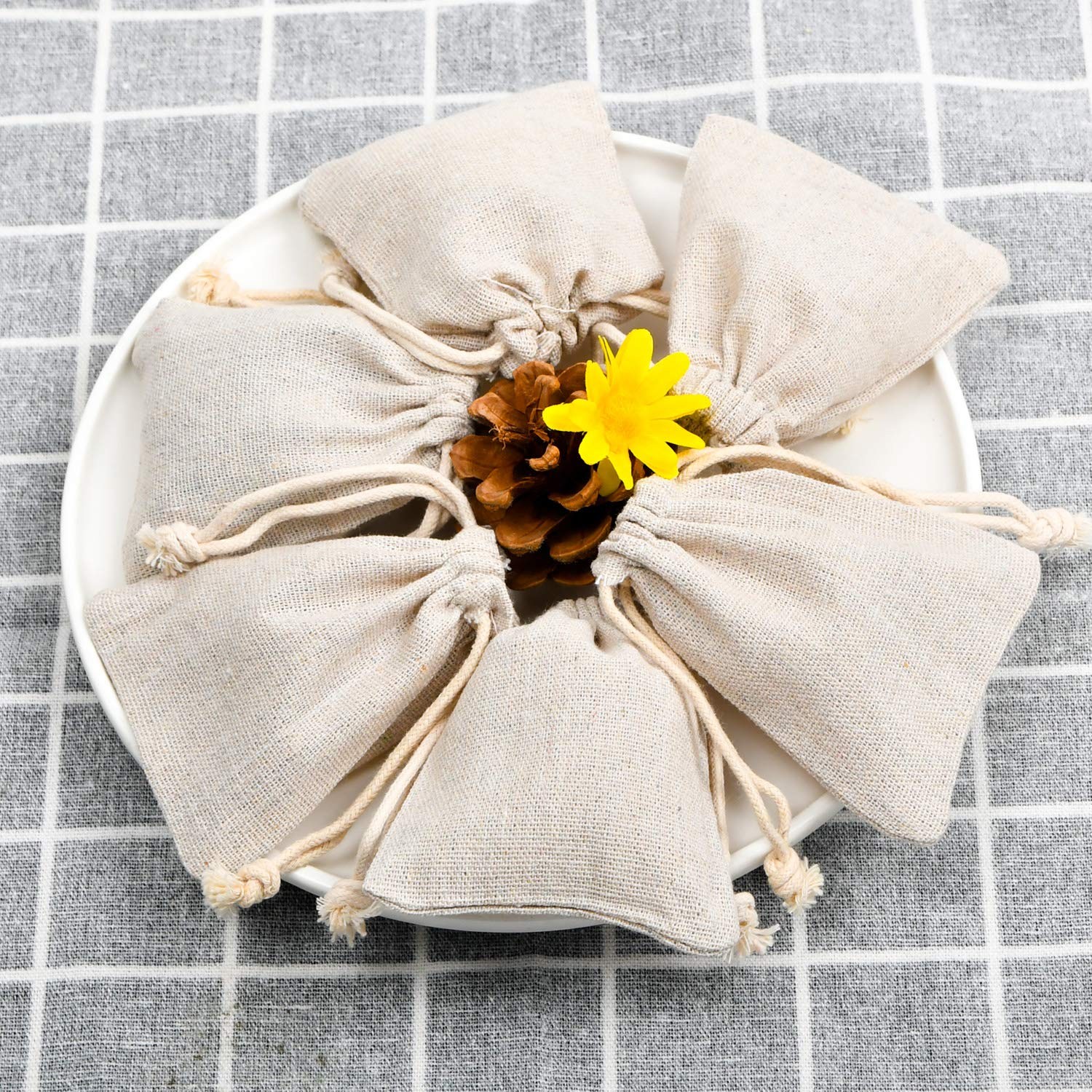 100pcs Double Canvas Drawstring Bag Cotton Pouch Gift Sachet Bags Muslin Bag …