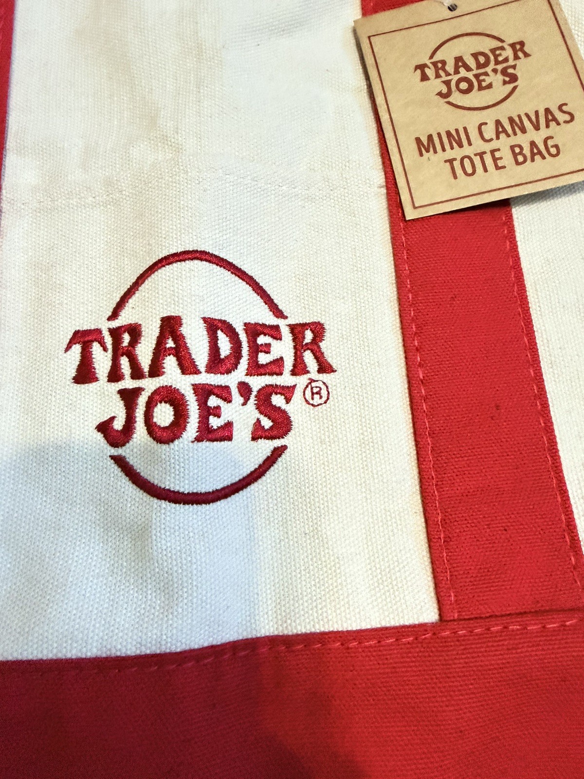Trader Joe’s – Mini Canvas Tote Bag – Red – Holiday 2025 -Limited Edition Rare