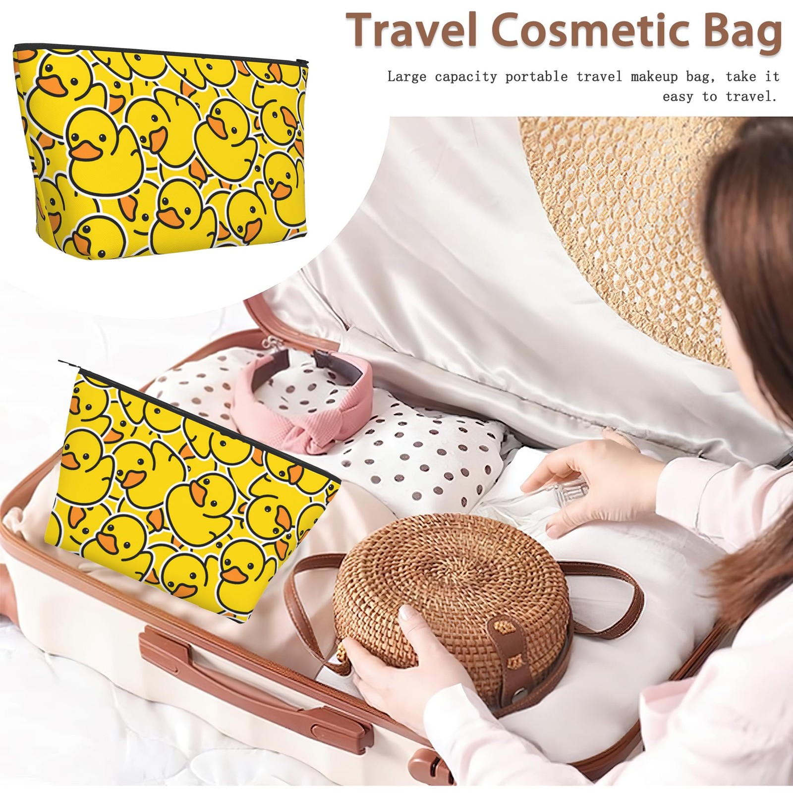 Duck Makeup Bag Cartoon Yellow Cosmetic Bags for