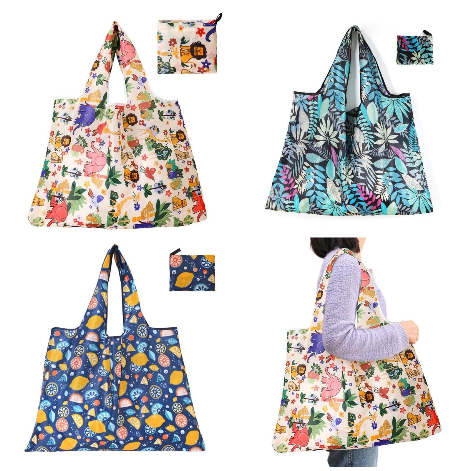 Extra Large 50Lbs Foldable Reusable Shopping Bags, 3 Pcs One Size, B