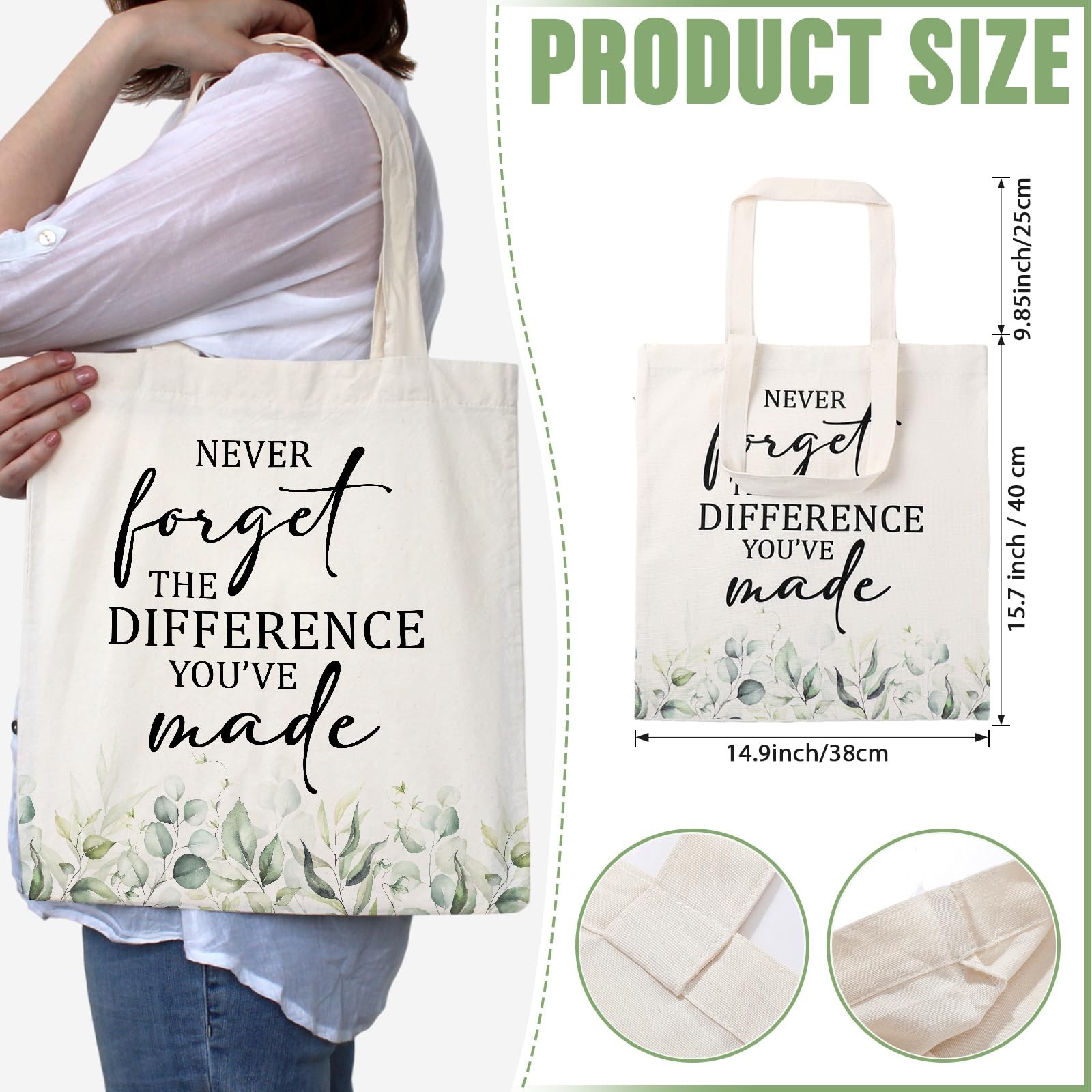 60 Pcs Employee Appreciation Gift Totes Bulk Inspirational Canvas Bags Reusab…