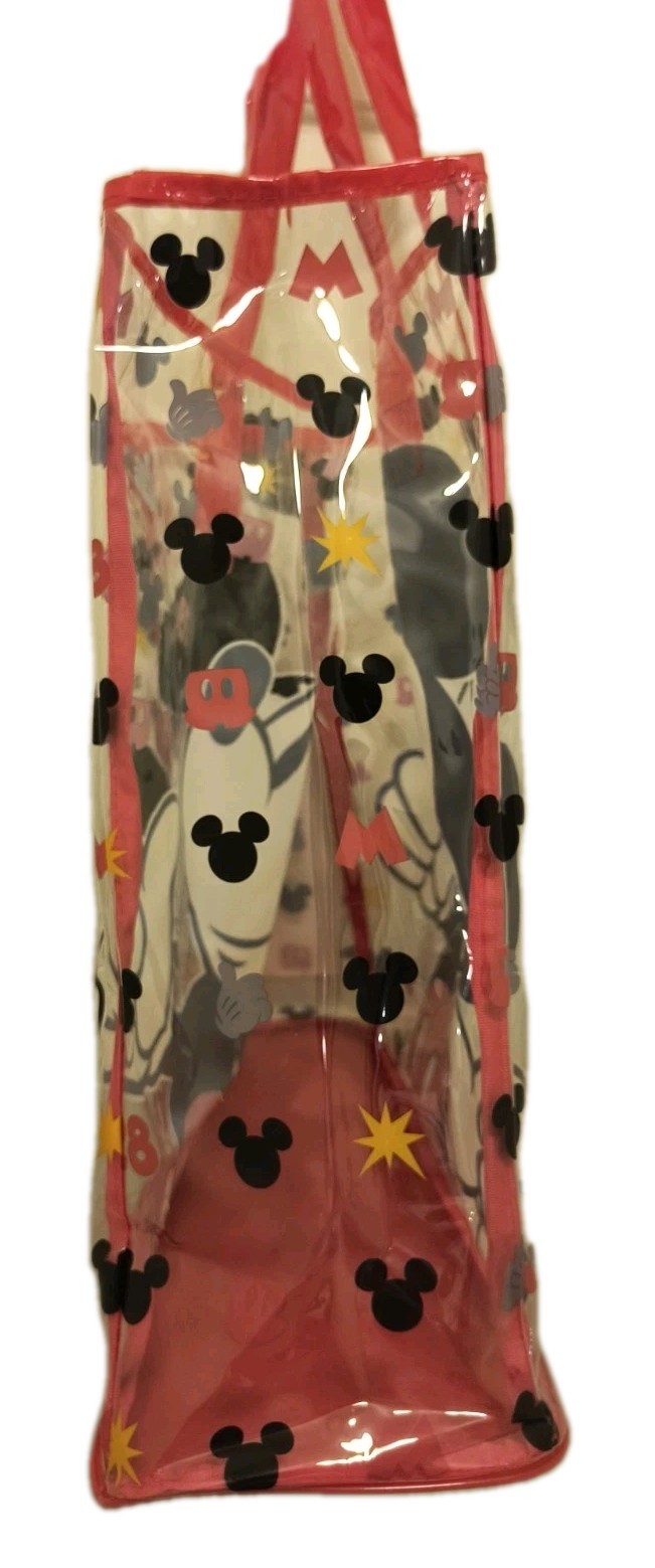 Disney Mickey Mouse Red XL TRANSPARENT Reusable Beach Tote/Shopping/Gift Bag 🆕