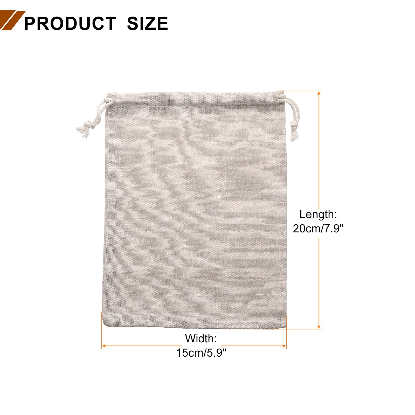 12pcs Cotton Storage Bags 5.9″ x 7.9″ Canvas Drawstring Bag, Beige