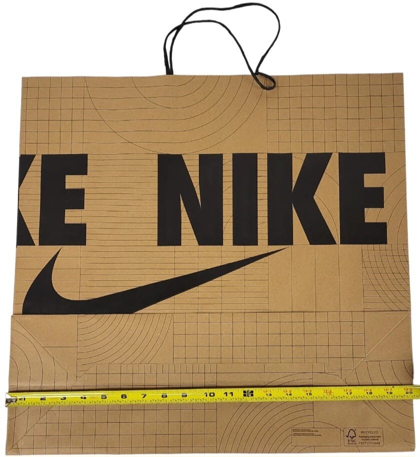 (20) NIKE Iconic Swoosh Brown Recycled Paper Shopping Bag New